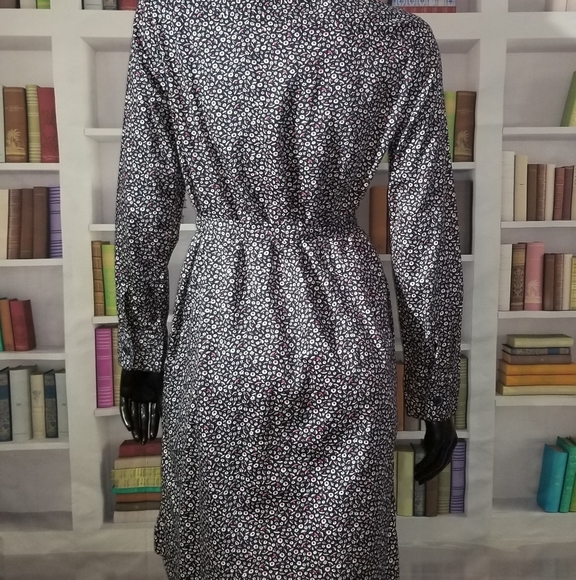 Talbots Flowery navy red Shirt Dress size 8 - Picture 4 of 8